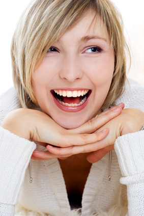 Smiling woman isolated on white background